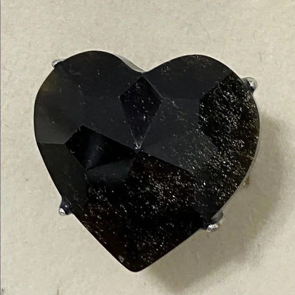 Heart Raw obsidian crystal Statement Ring - Picture 5 of 11